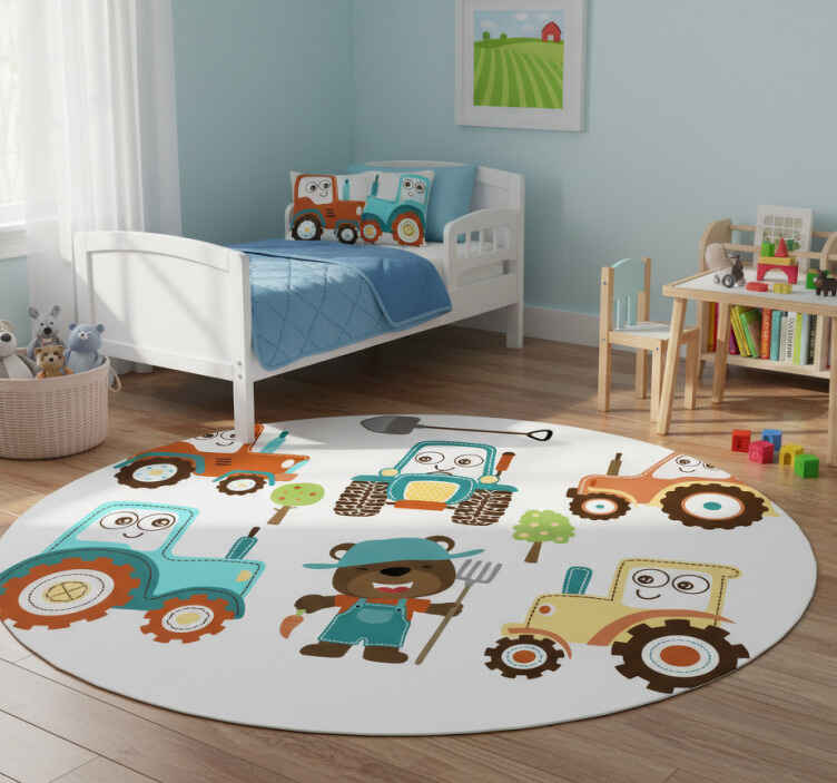 Tappeto vinile animali personaggi trattore carini - TenStickers