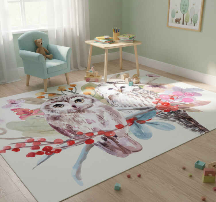 Tappeto vinile animali gufi nella natura - TenStickers