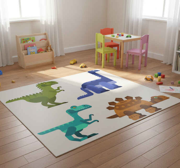 Tappeto vinile animali dinosauri colorati in movimento - TenStickers