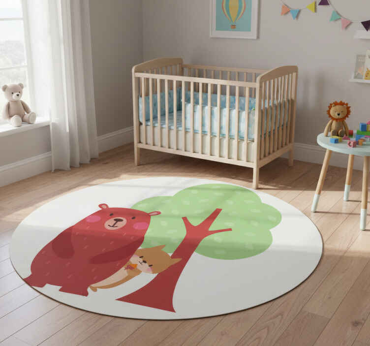 Dieren vinyl tapijt speelse beer metgezellin - TenStickers