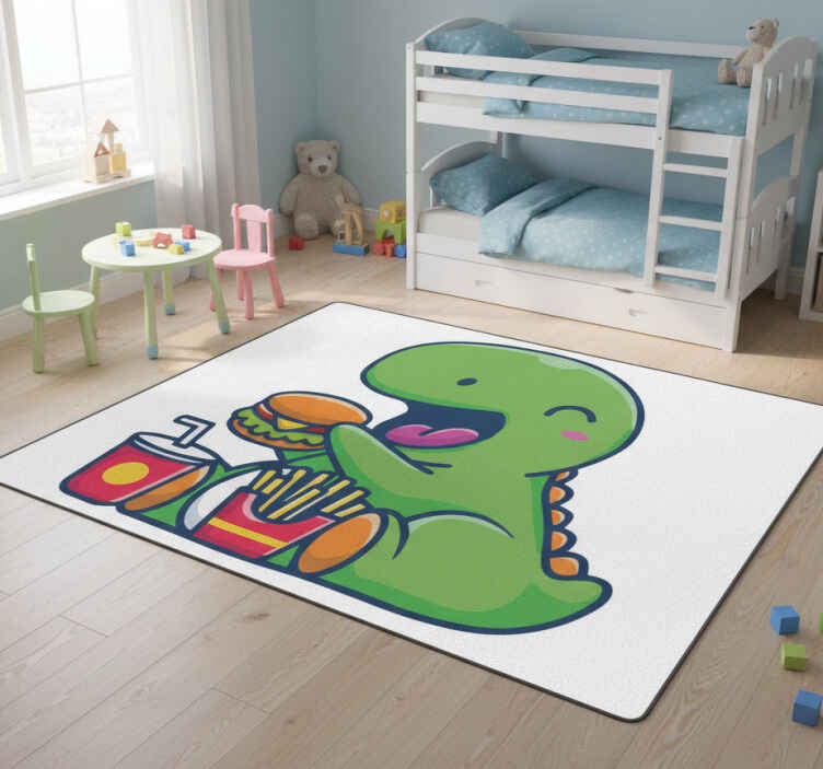 Tappeto vinile animali dinosauro verde felice - TenStickers
