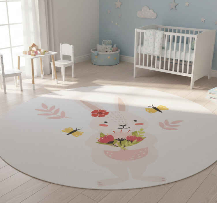 Dieren vinyl tapijt schattige konijnen kunstwerk - TenStickers