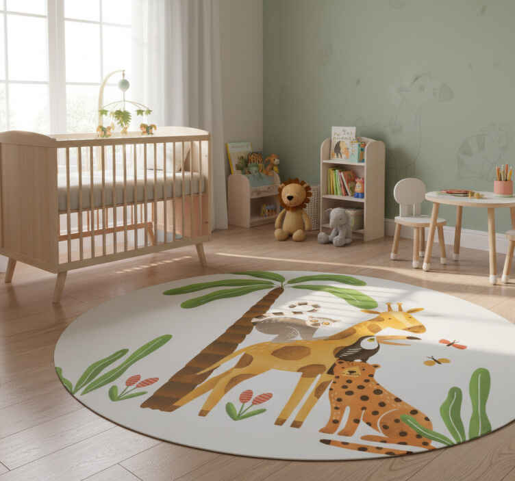 Dieren vinyl tapijt speelse jungle setting - TenStickers