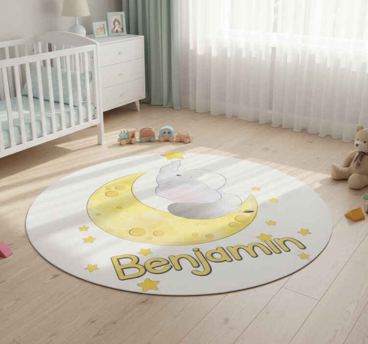 Dieren vinyl tapijt maan en sterren met naam - TenStickers