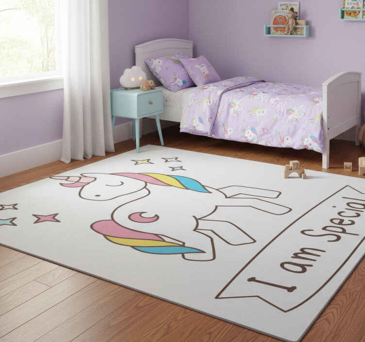 Dieren vinyl tapijt eenhoorn met speciale zin - TenStickers