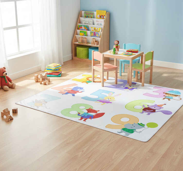 Dieren vinyl tapijt kleurrijke cijfers voor kinderen - TenStickers