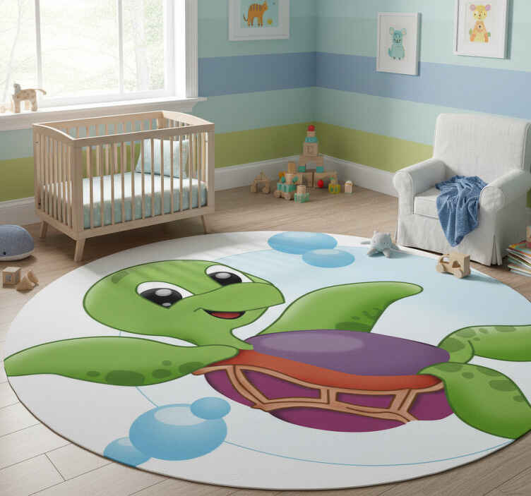 Dieren vinyl tapijt baby schildpad aan het spelen - TenStickers