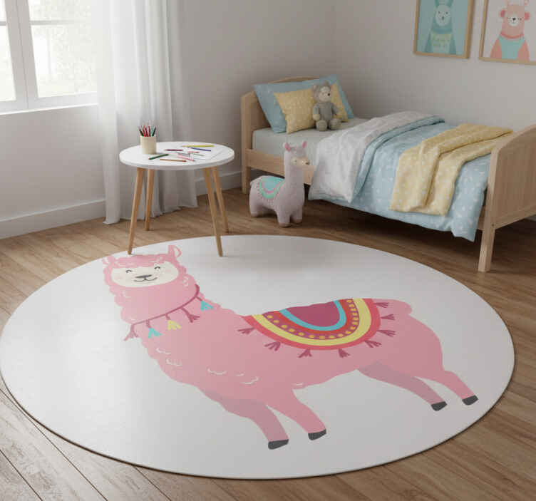 Dieren vinyl tapijt lama roze - TenStickers