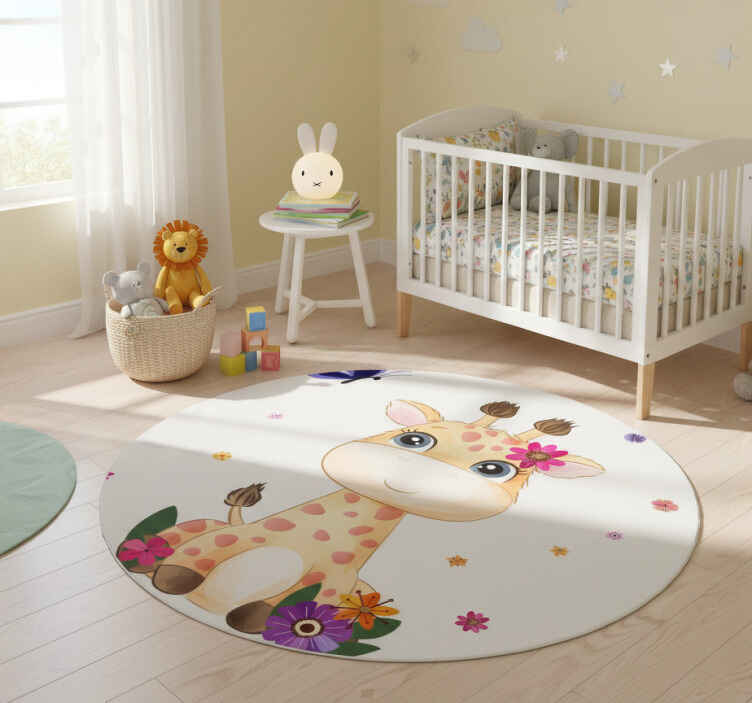 Dieren vinyl tapijt wild afrika voor kinderen giraffe meisje - TenStickers