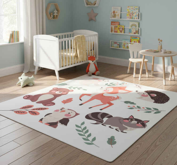 Dieren vinyl tapijt herfstbosdieren - TenStickers