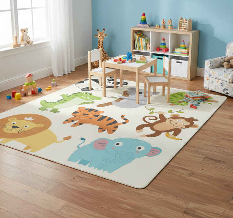 Dieren vinyl tapijt handgetekende herfstdieren - TenStickers