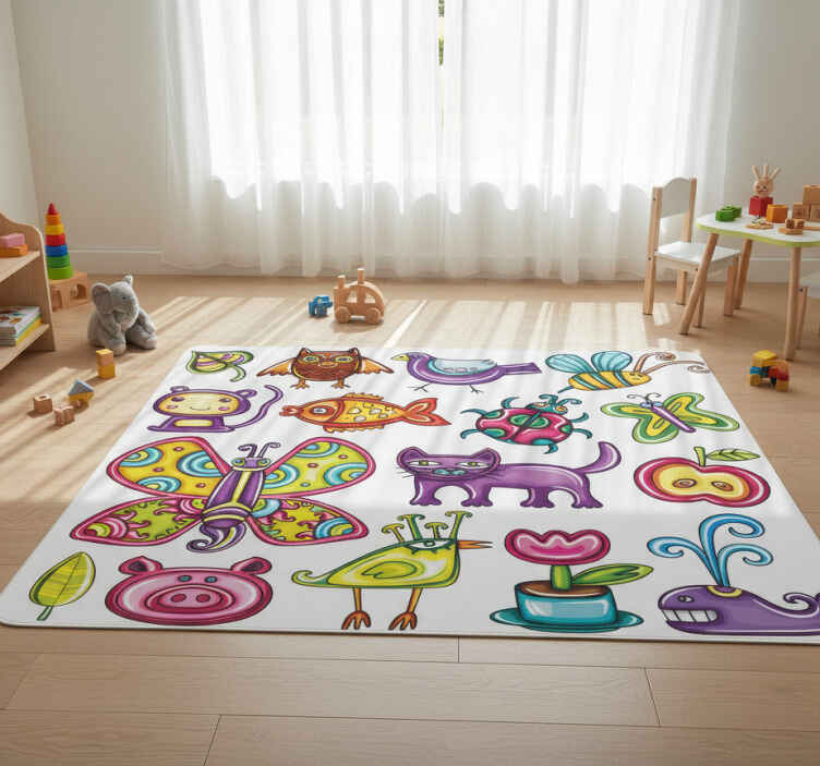 Dieren vinyl tapijt kleurrijke stijl - TenStickers
