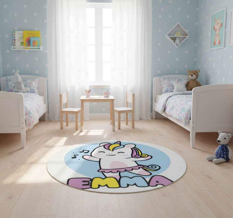Dieren vinyl tapijt ballerina eenhoorn - TenStickers