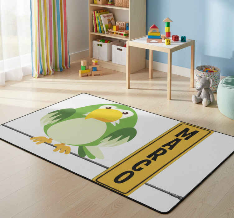 Dieren vinyl tapijt wilde dieren papegaai met naam - TenStickers