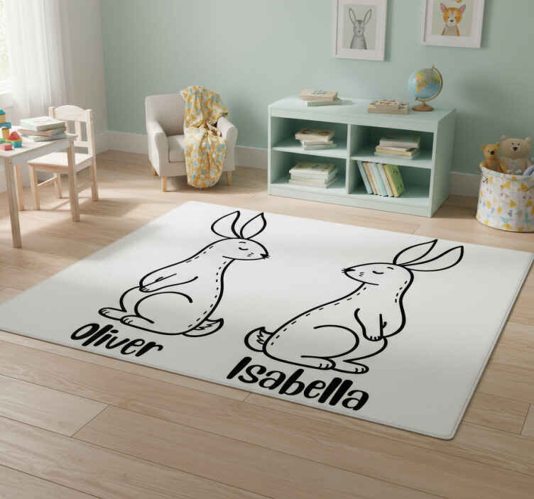Dieren vinyl tapijt gepersonaliseerde paashazen - TenStickers