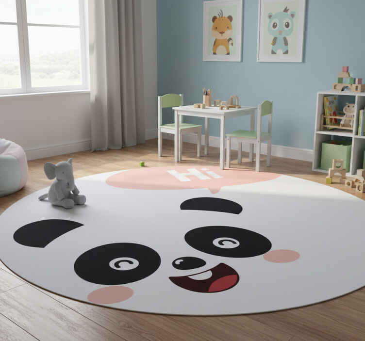 Dieren vinyl tapijt cartoon panda zegt hallo - TenStickers