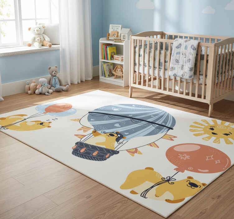 Dieren vinyl tapijt met dieren aan ballonnen - TenStickers