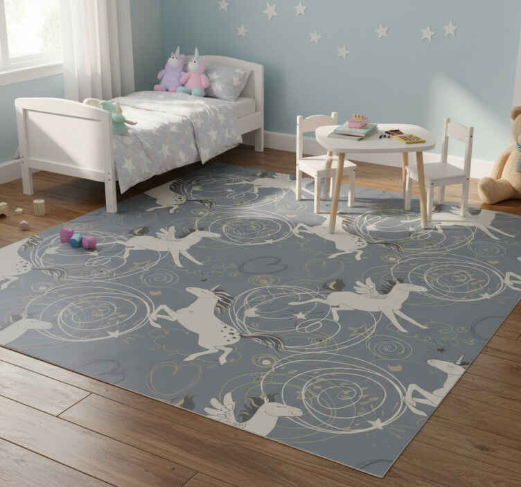 Dieren vinyl tapijt pegasus eenhoorns op donkere achtergrond - TenStickers