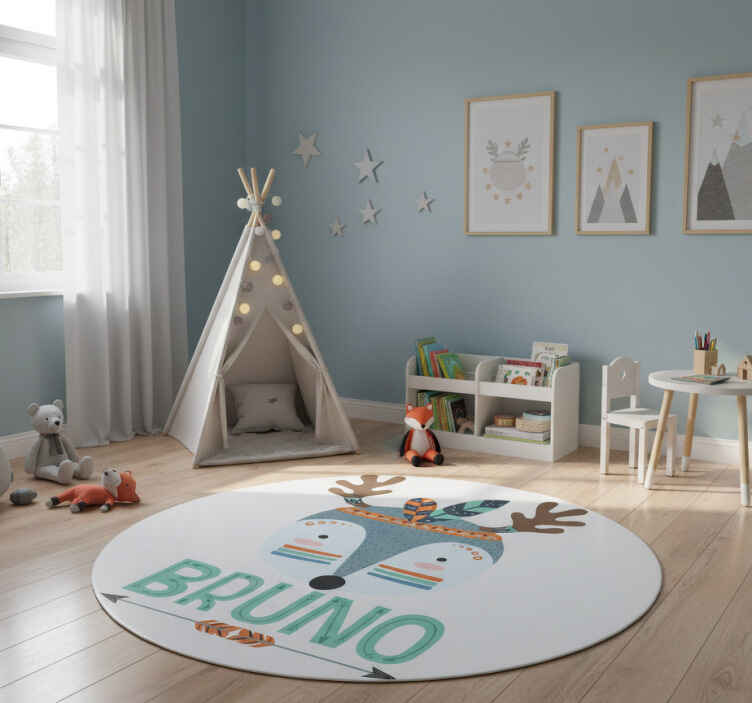 Dieren vinyl tapijt blauwe noordse hert met naam - TenStickers