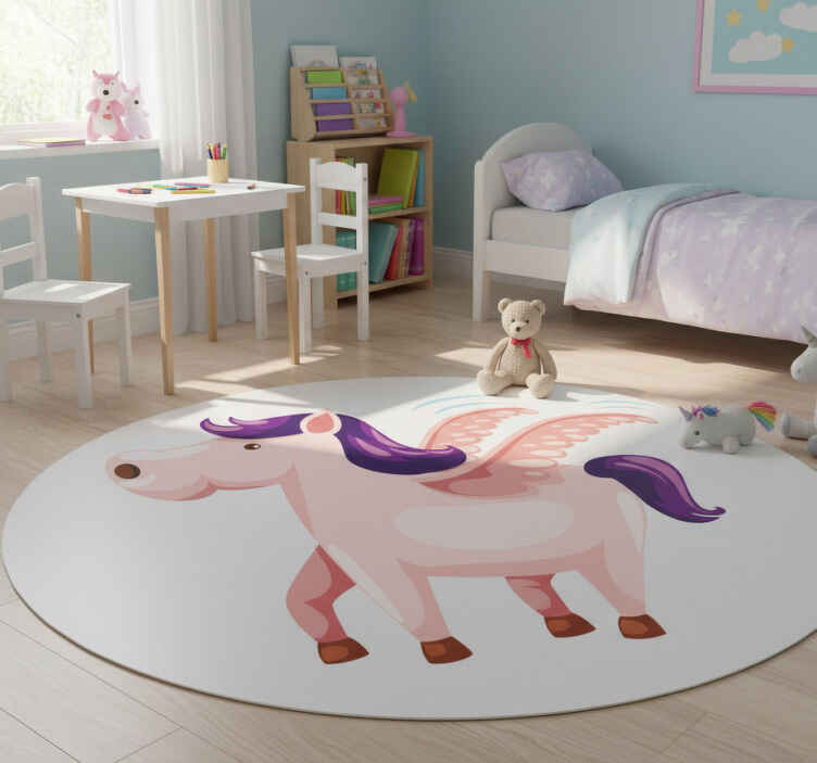 Dieren vinyl tapijt schattig gevleugeld pony - TenStickers