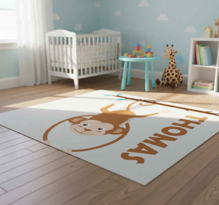 Dieren vinyl tapijt in speelse aap stijl - TenStickers