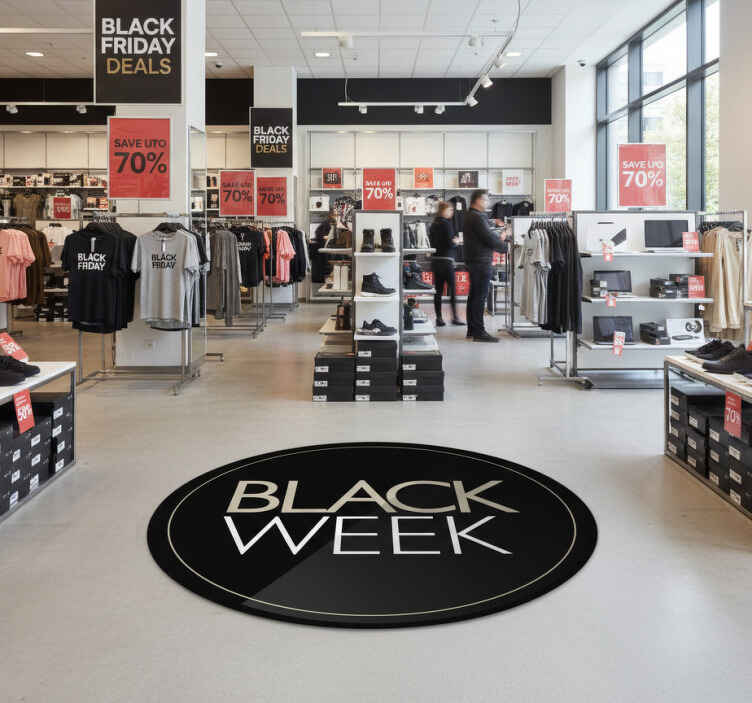 Tapis vinyle black friday promo semaine noire - TenStickers