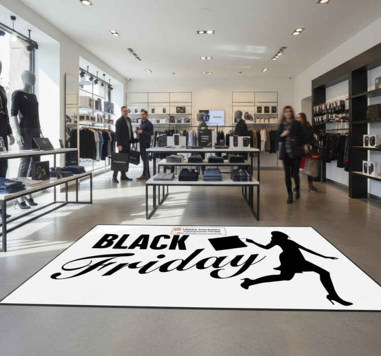 Tapis vinyle black friday femme en shopping - TenStickers