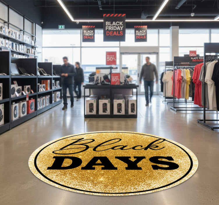 Tapis vinyle black friday blanc et or "jours noirs" - TenStickers