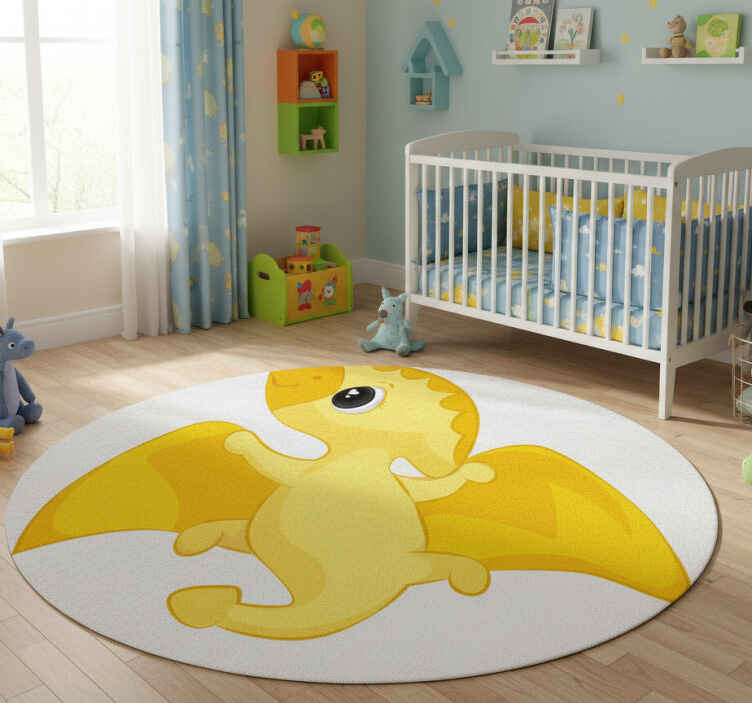 Dieren vinyl tapijt vrolijke gele draak - TenStickers