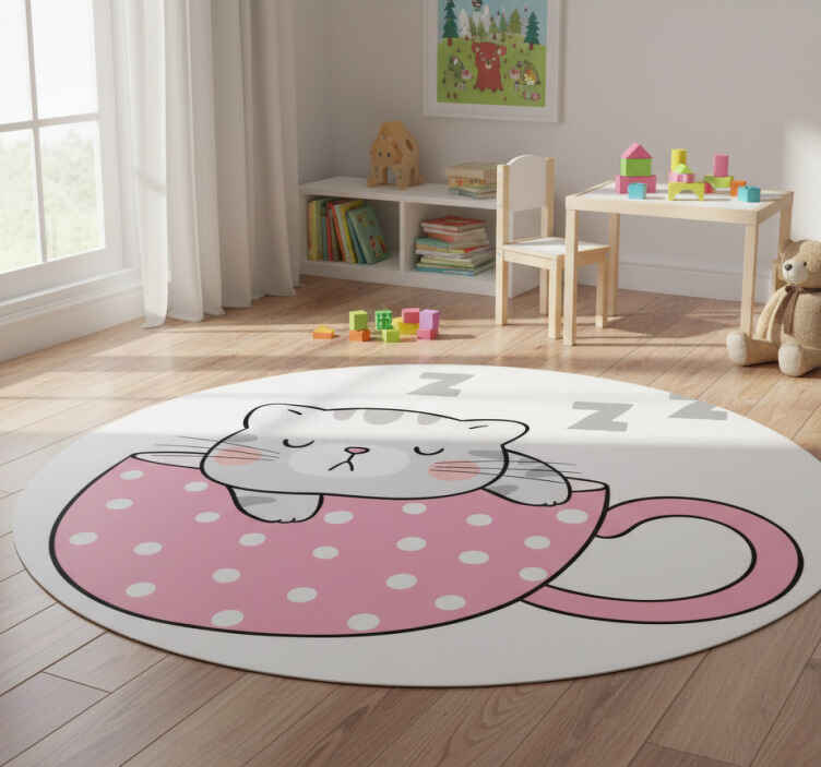 Dieren vinyl tapijt slapende kat mok - TenStickers