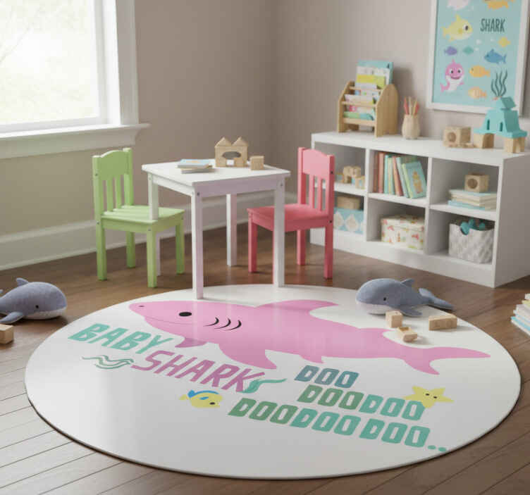 Vinyl teppe dyr baby shark sangtekst - Tenstickers