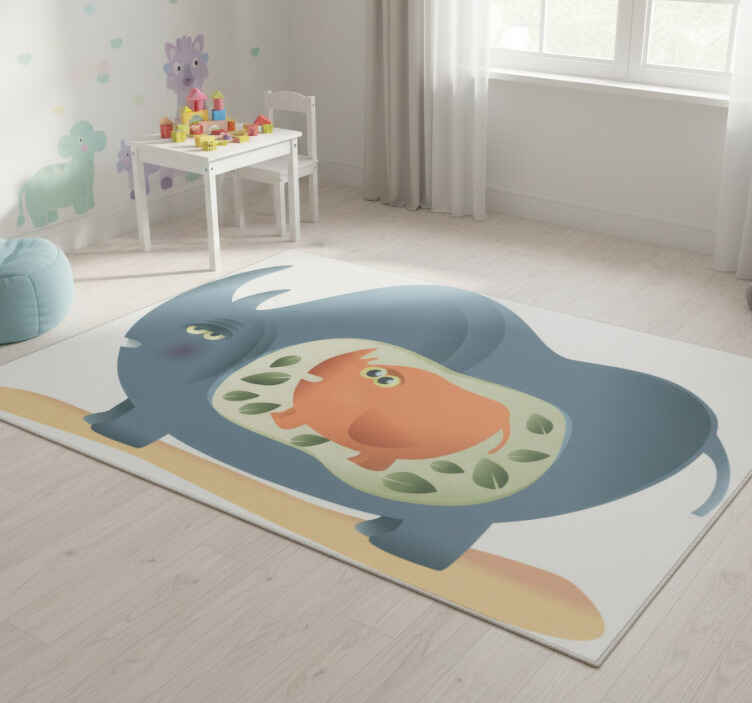 Dieren vinyl tapijt zwangere neushoorn moeder - TenStickers