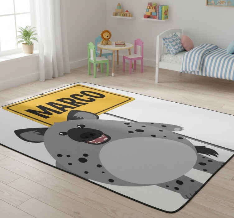 Zvířecí vinylový koberec s hyenou a jménem - TenStickers
