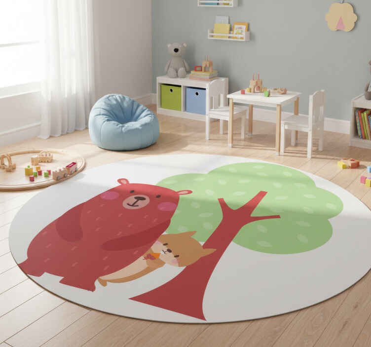 Zvířecí vinylový koberec svižná přátelství veverka a medvěd - TenStickers