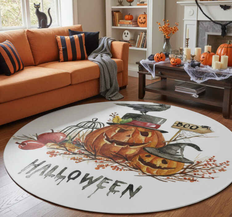 Tapis vinyle halloween citrouilles terrifiantes - TenStickers