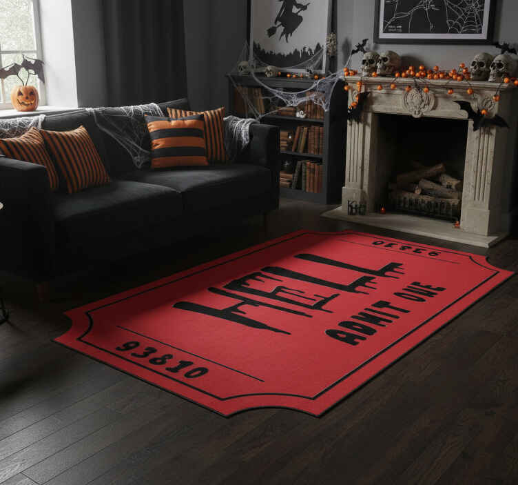 Alfombra vinílica halloween billete al infierno - TenVinilo