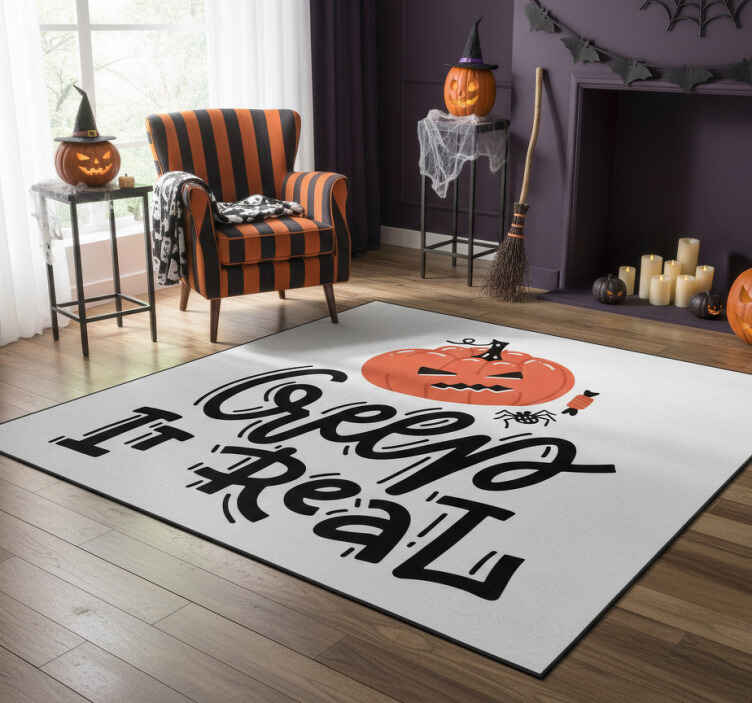 Alfombra vinílica halloween diseño calabaza terrorífica - TenVinilo