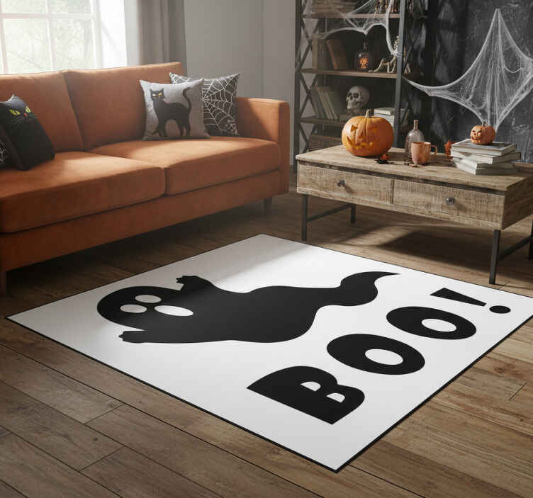 Tapis vinyle halloween affichage fantomatique boo - TenStickers