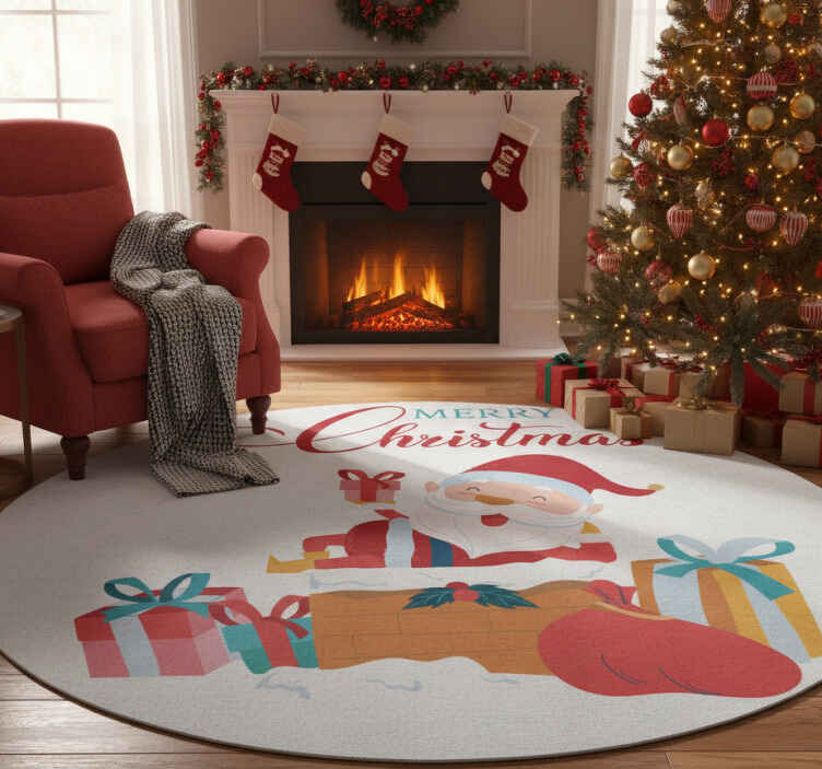 Tappeto vinile natale buon natale con babbo natale - TenStickers