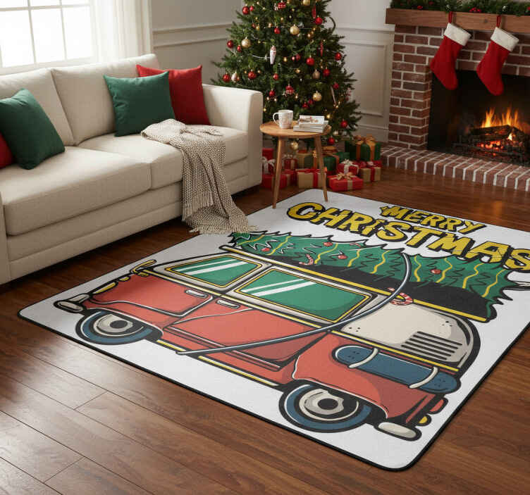 クリスマスの壁画サンタの車 - TENSTICKERS