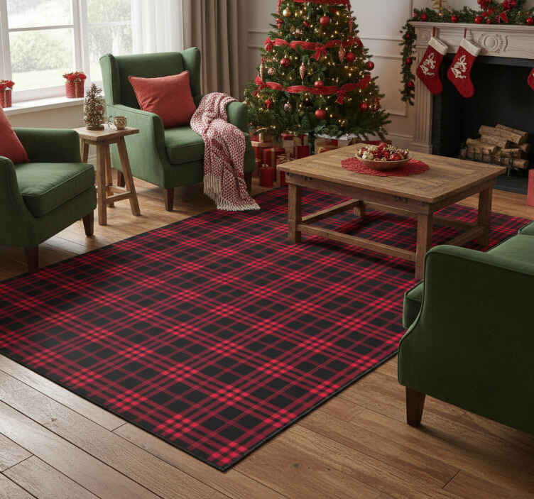 Alfombra vinílica navidad patrón tartán navideño - TenVinilo