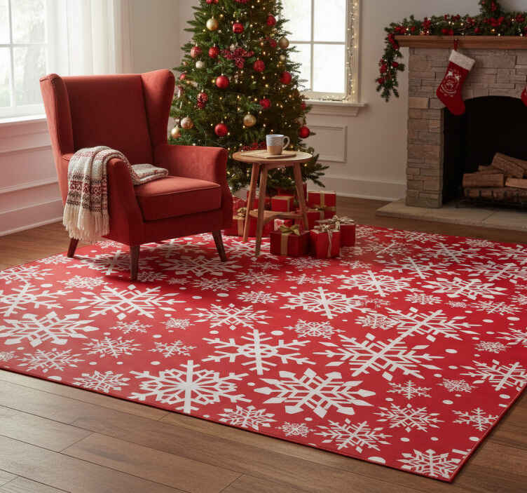 クリスマスの壁画赤い雪の結晶家具 - TENSTICKERS