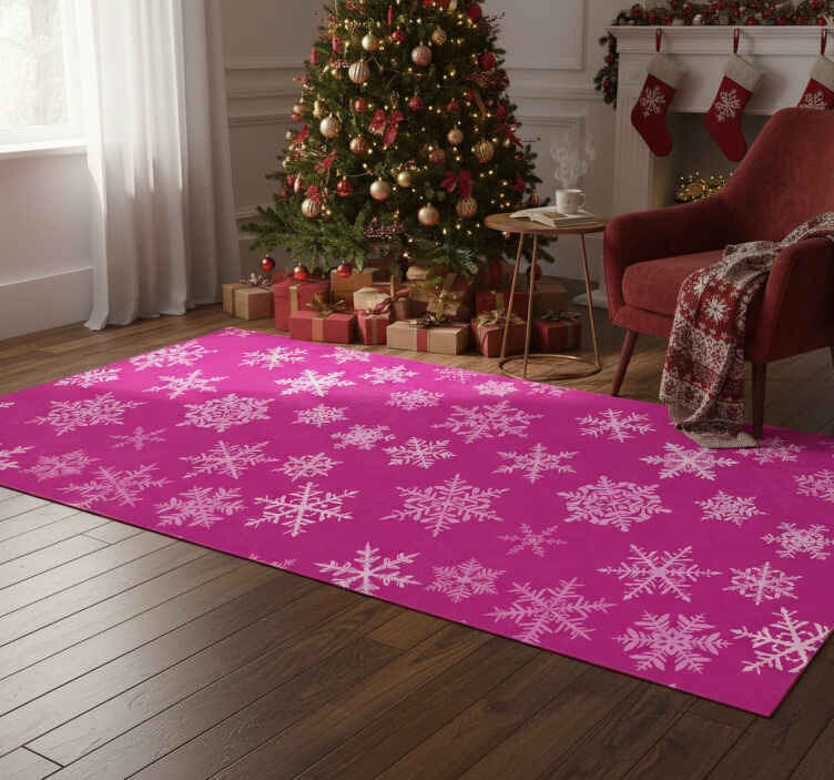 Alfombra vinílica navidad con diseño de copos de nieve - TenVinilo