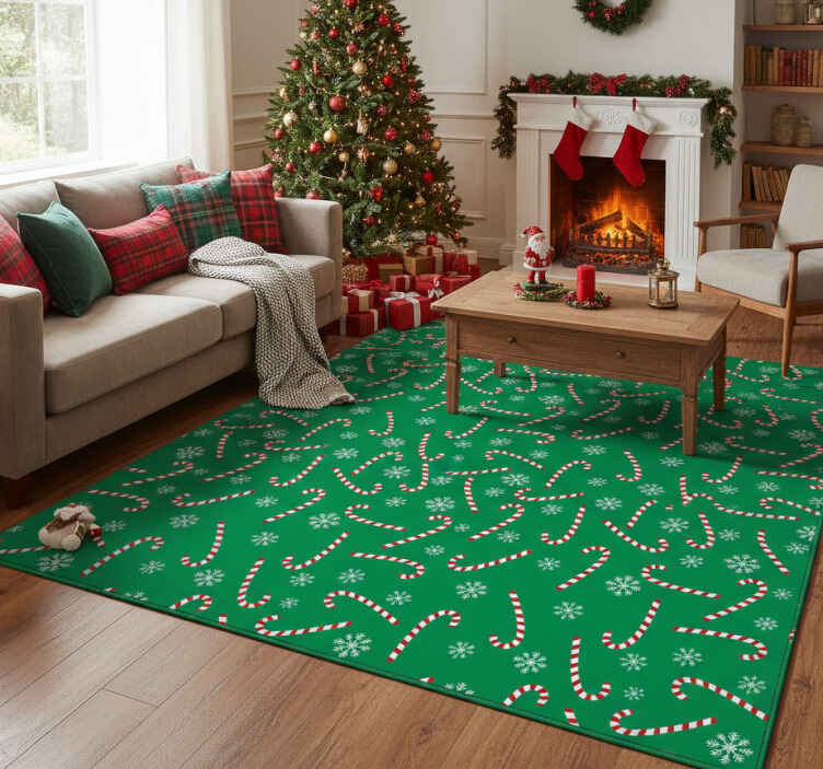 Alfombra vinílica navidad diseño de bastones de caramelo - TenVinilo