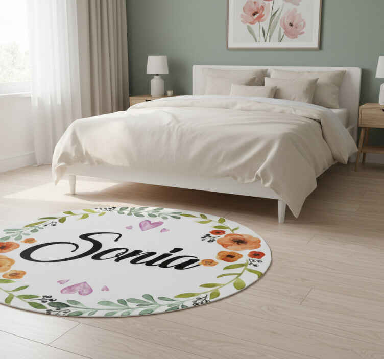 Floral vinyl rug customisable floral crown - TenStickers