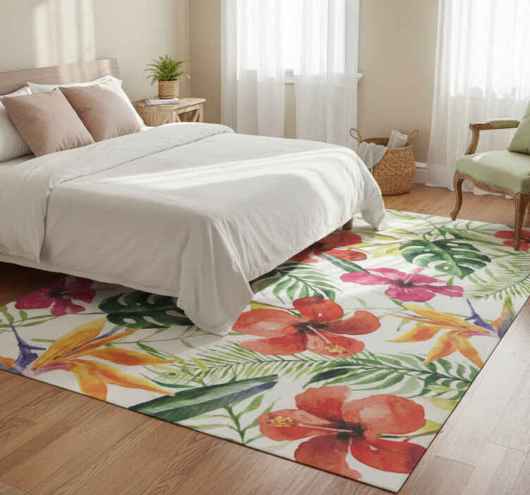 Colorful monstera flower vinyl rug - TenStickers