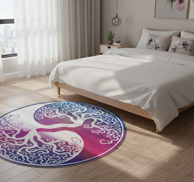 Vinil podovi cvijeće i biljke život drveta yin yang - TenStickers