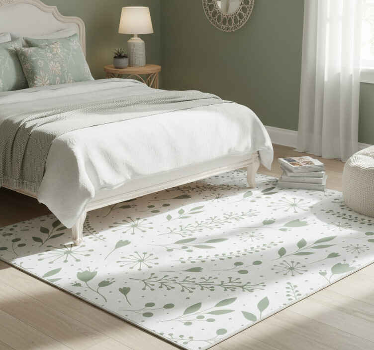 Vinyl tapijt bloemen en planten met zoete groene bladeren - TenStickers