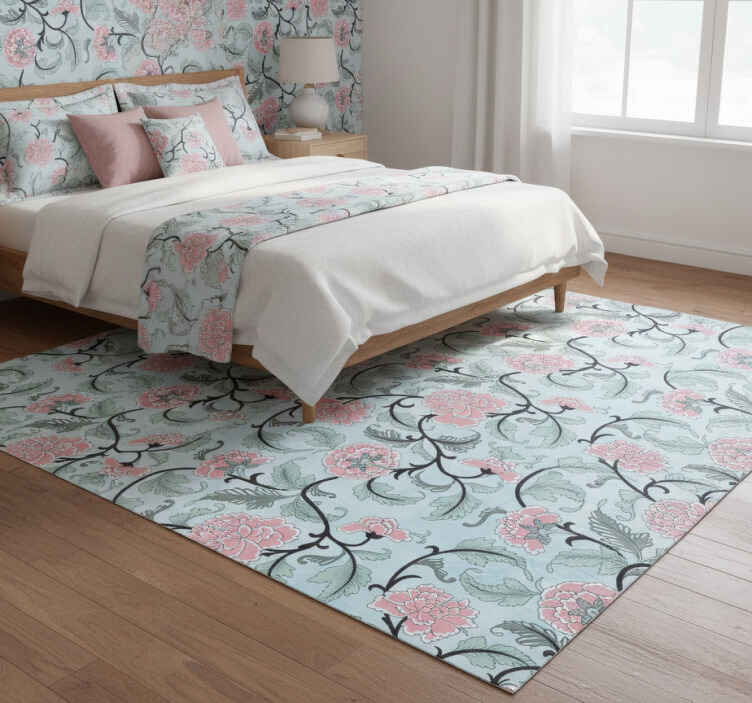 Vinyl tapijt bloemen en planten japanse bloemen raamfolie - TenStickers