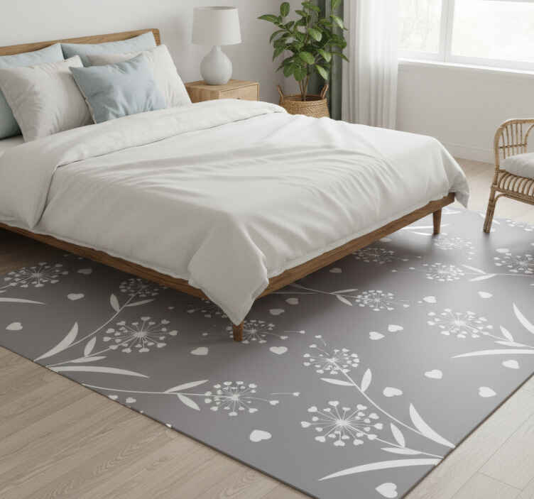 Çiçekler ve bitkiler pvc halı beyaz dandelionlar - TenStickers